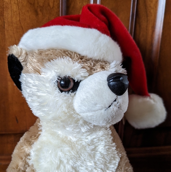 Christmas Meerkat plush San Diego Zoo Santa hat gift tag attached holiday - Picture 2 of 10